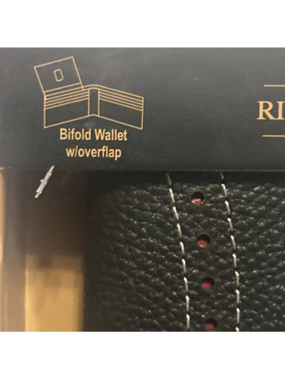 Rivet & Burr Men Wallet Black Genuine Leather Bifold RFID over flap texture See